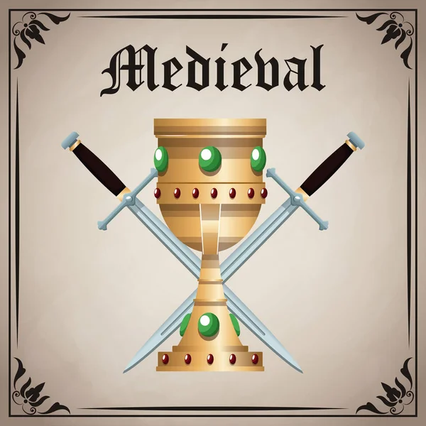 Insígnia do emblema medieval — Vetor de Stock