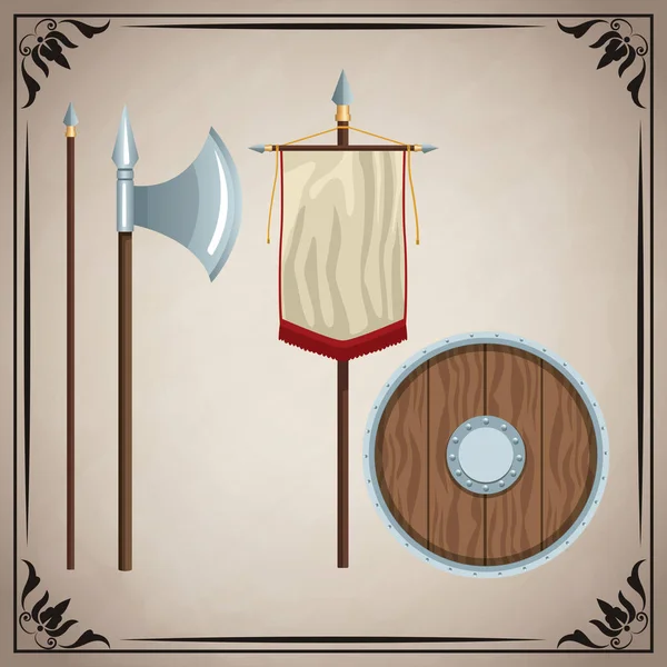 Середньовічні зброї іконки — стоковий вектор