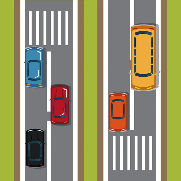 Carreteras vista superior de dibujos animados — Vector de stock