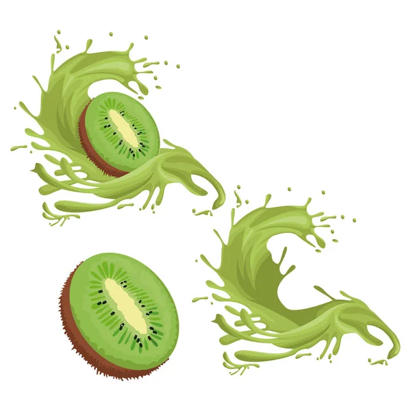 Salpicaduras de kiwi — Vector de stock