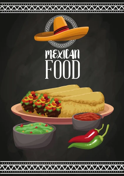 Brosur makanan Meksiko - Stok Vektor