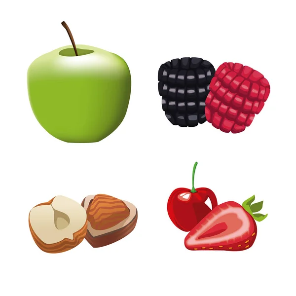 Fruits et noix — Image vectorielle