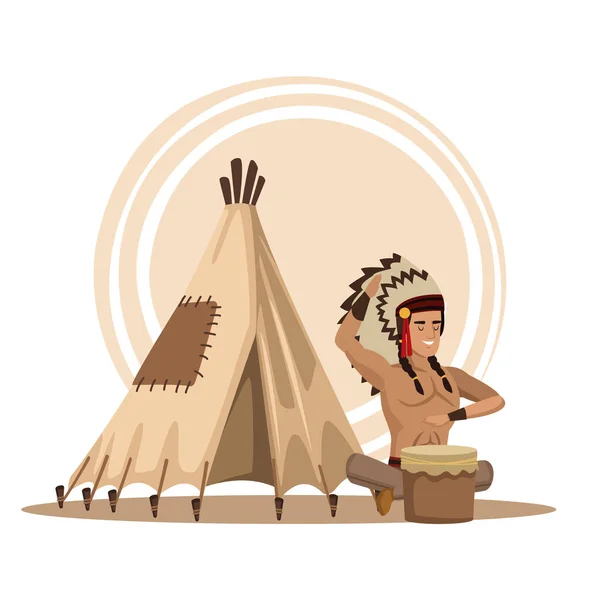 Caricatura de indios americanos — Vector de stock