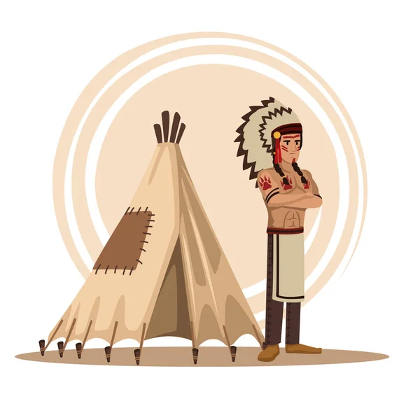 Caricatura de indios americanos — Vector de stock