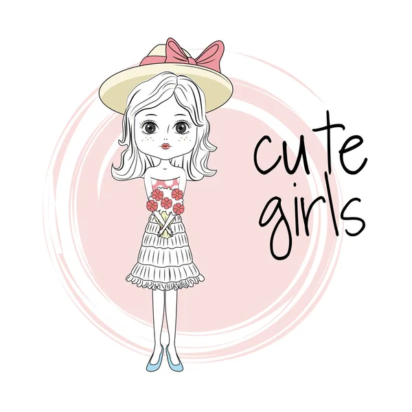 Cute girl cartoon — Stock Vector