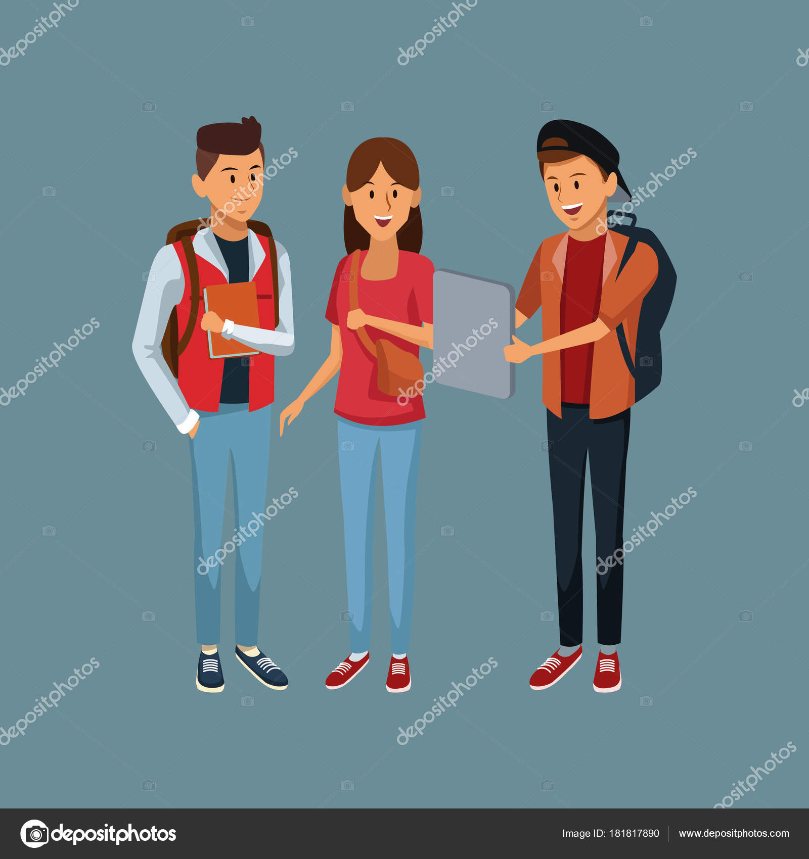Jovenes Estudiantes De Dibujos Animados Imagen Vectorial De C Jemastock 181817890 Depositphotos