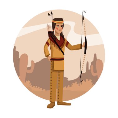 Kızılderili karikatür yuvarlak simge