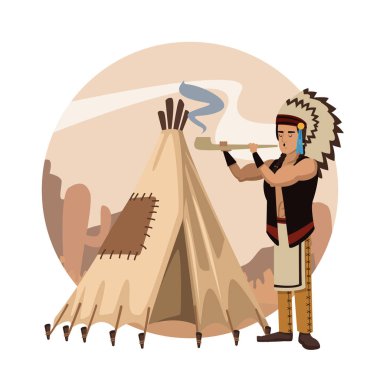 Kızılderili karikatür yuvarlak simge