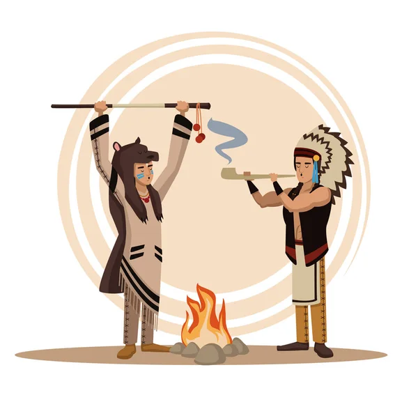 Caricatura de indios americanos — Vector de stock
