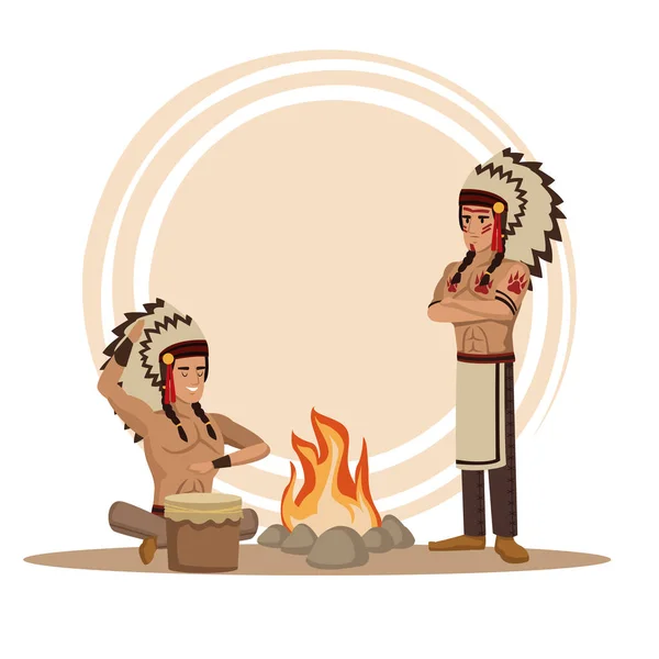American indians cartoon — Stock Vector