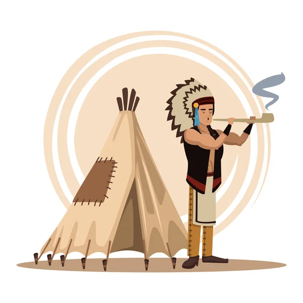 Desenhos animados dos índios americanos — Vetor de Stock