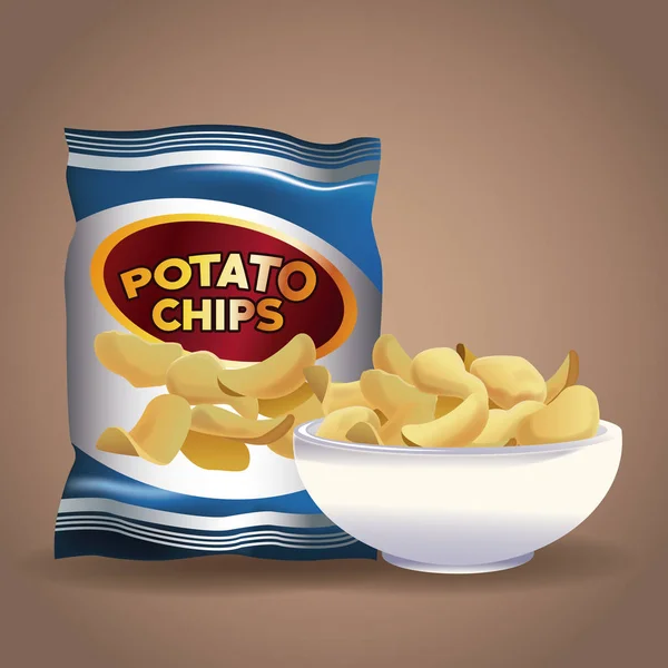 Papas fritas snacks — Archivo Imágenes Vectoriales