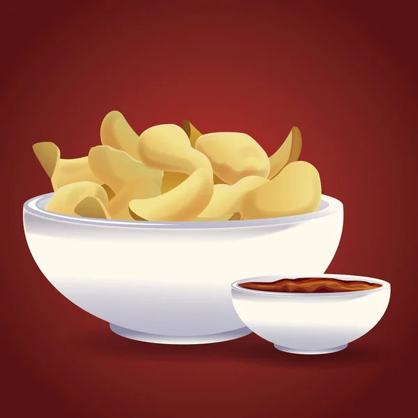 Snack con patatine fritte — Vettoriale Stock