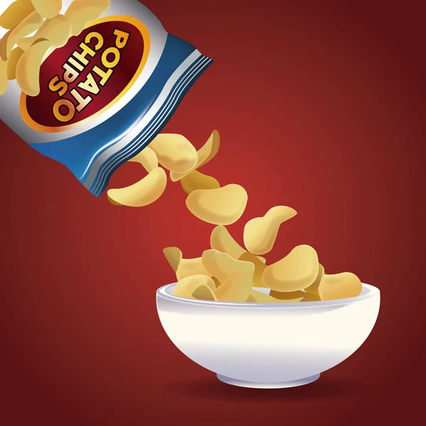 Snack con patatine fritte — Vettoriale Stock