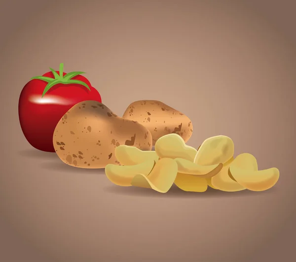 Snacks mit Kartoffelchips — Stockvektor