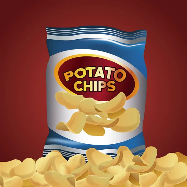 Potato chips snacks — Stockvector