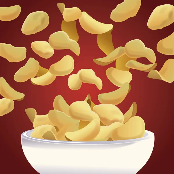 Burgonya chips, snack — Stock Vector