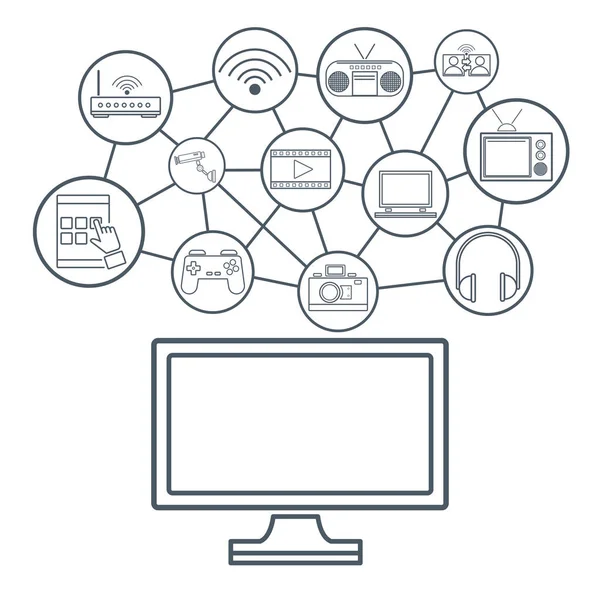 Internet-Technologie rund um Symbole — Stockvektor