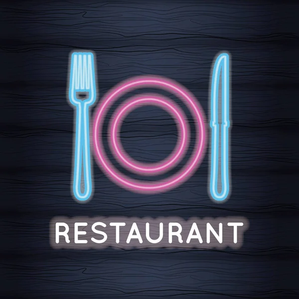 Restaurante luces de neón — Vector de stock