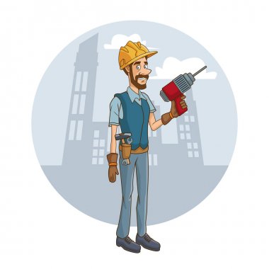 Cityscape karikatür aracıyla işçi