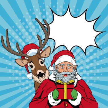Noel Baba Noel pop sanat Ren geyiği ile