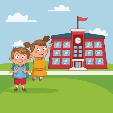 Çocuklar okul karikatür