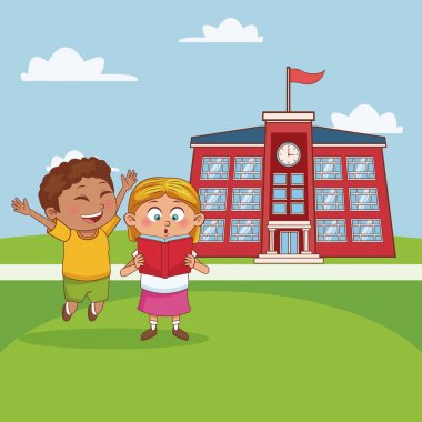 Çocuklar okul karikatür