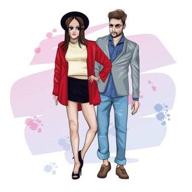 Genç modeller moda giysiler ile