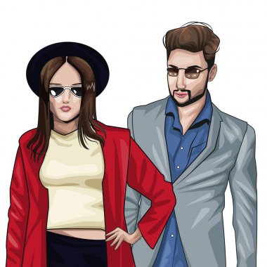 Genç modeller moda giysiler ile