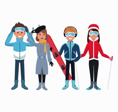 İnsanlar kış karikatür