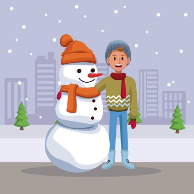 Çocuk ile kardan adam çizgi film