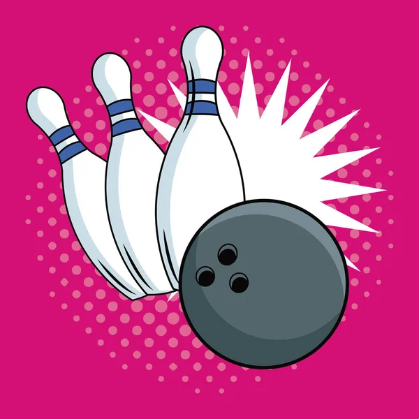 Bowling Pop Art Cartoon — Stockvektor