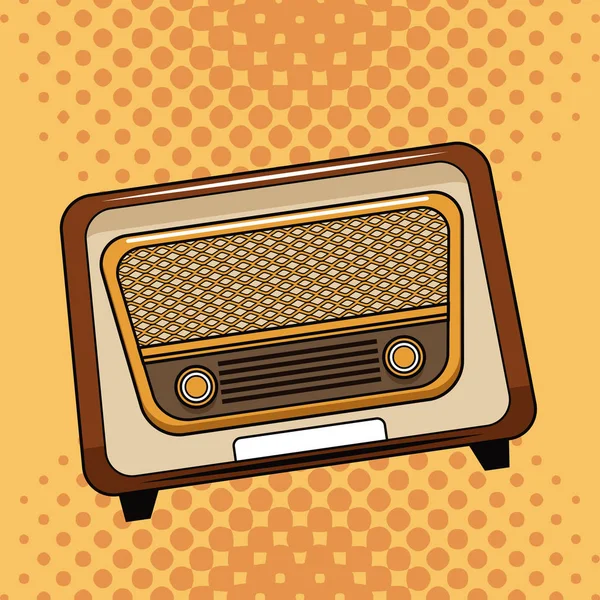 Caricatura de arte pop de radio vieja — Vector de stock