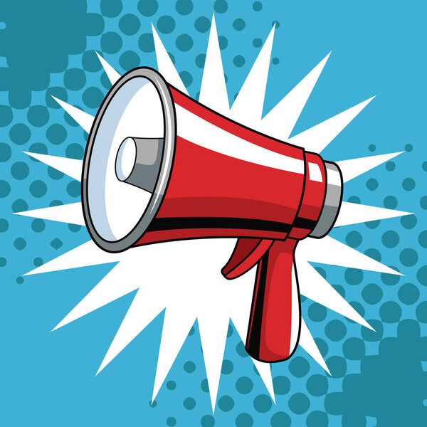Bullhorn pop art cartoon
