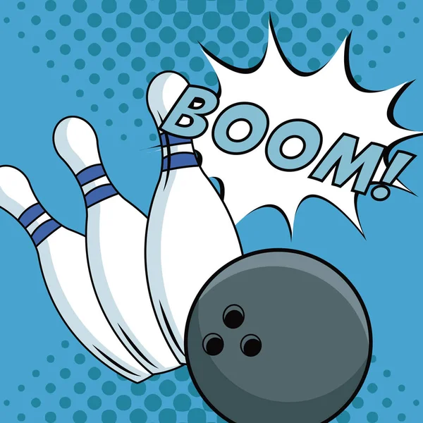 Bowling pop arte cartoon — Vetor de Stock