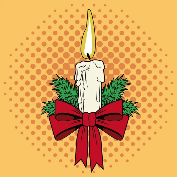 Vela con cinta Arte pop de Navidad — Vector de stock