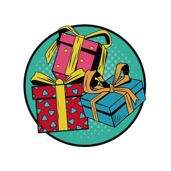 Coffrets cadeaux Noël pop art — Image vectorielle