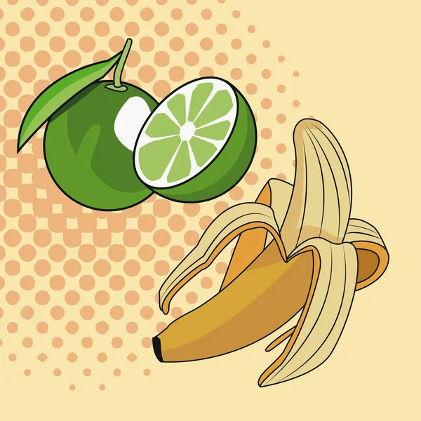 Citrony a banán pop-art — Stockový vektor