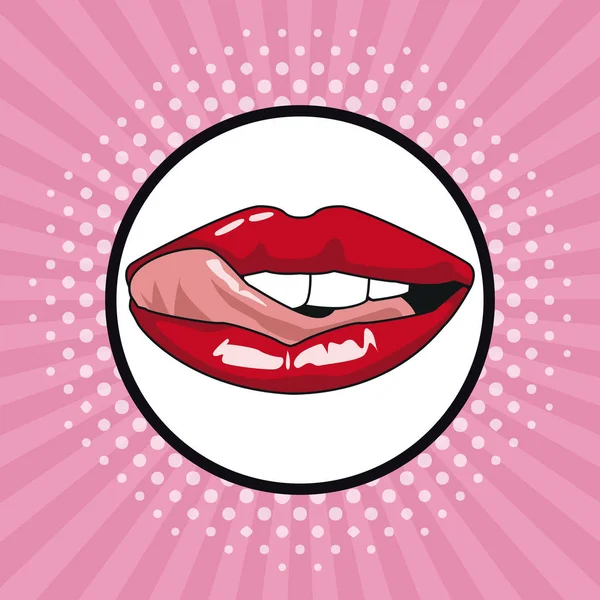 Sexy labios pop arte — Vector de stock