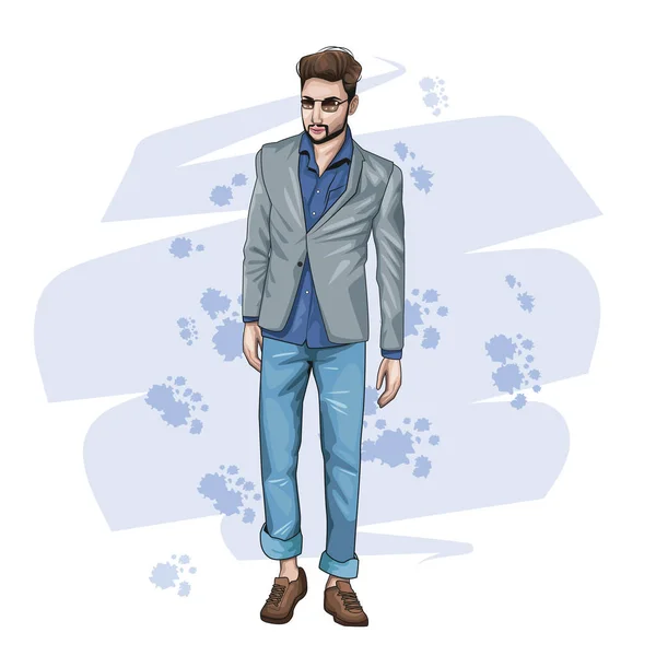 Jeune homme avec des vêtements de mode — Image vectorielle