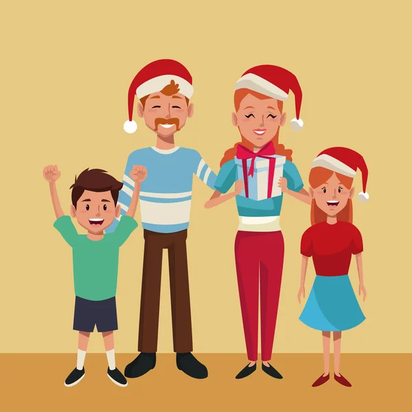 Familie Weihnachten Cartoon — Stockvektor