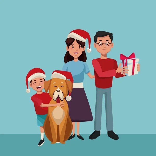 Aile Noel karikatür — Stok Vektör