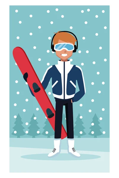 Homme snowboard dessin animé — Image vectorielle