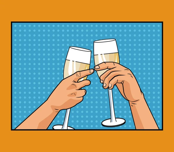 Champagne toast pop art — Vector de stoc