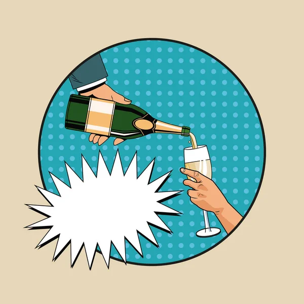 Pop art au champagne — Image vectorielle