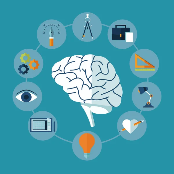 Ícones de ideias criativas multimídia — Vetor de Stock