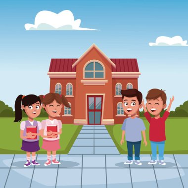 Çocuklar okul karikatür