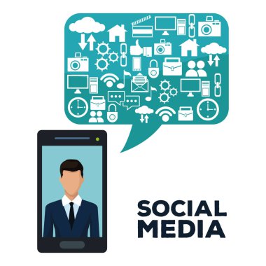 Sosyal Medya teknoloji genç çift çizgi film