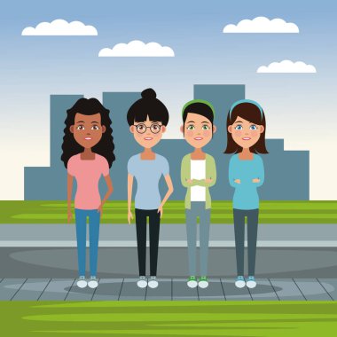 Dostluk karikatür tasarım