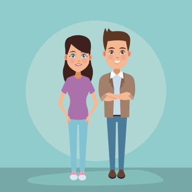 Genç çift çizgi film